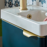 Product Lifestyle Image of VADO Cameo Satin Brass 400mm Furniture Right Pull Handle - CAM-HAN4R-SBR